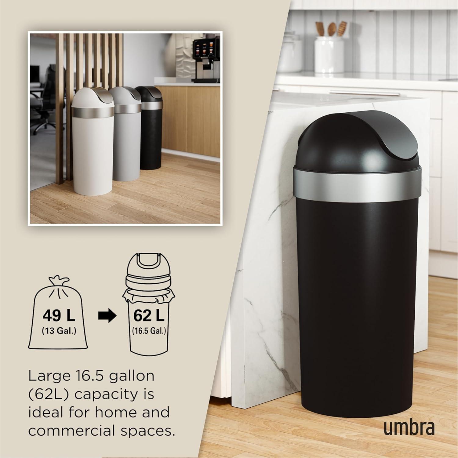 Umbra Venti Plastic Swing Top Kitchen Trash Can - 16 Gallons
