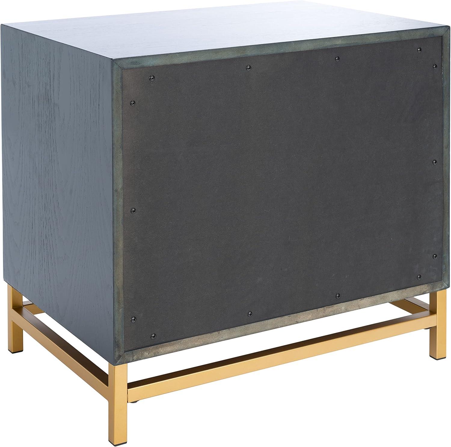 Fenno 2 Drawer Nightstand - Teal/Brass - Safavieh.