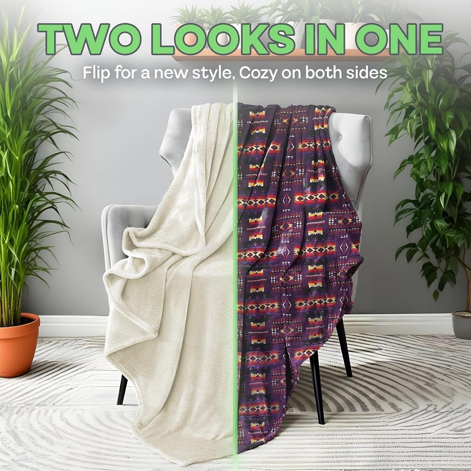 WW Sheets Luxuriously Cozy, Super Warm & Soft Aztec Bed Blanket, Southwestern Style Throw Blanket