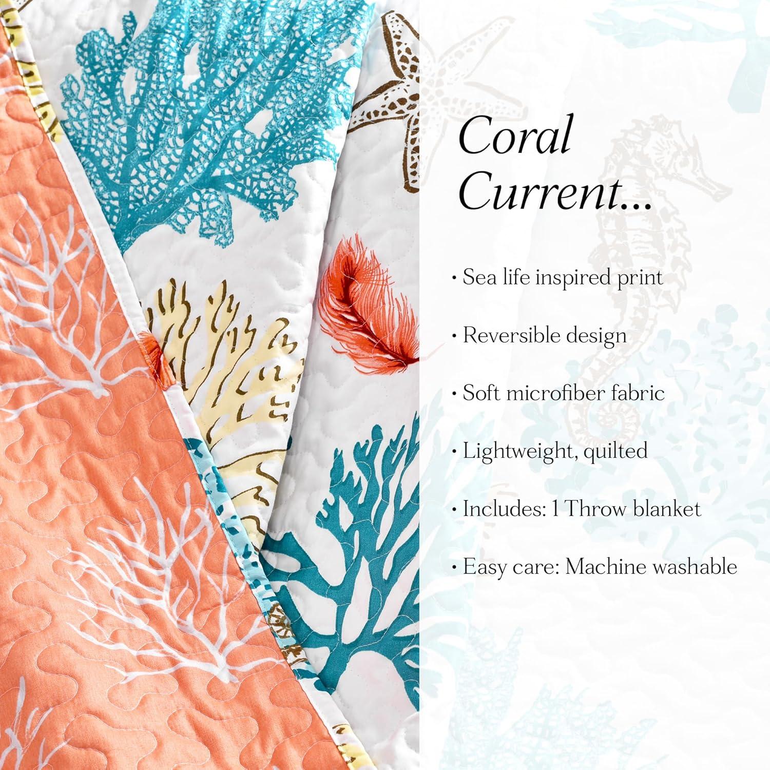 Lush Decor Coastal Reef Feather Reef Throw