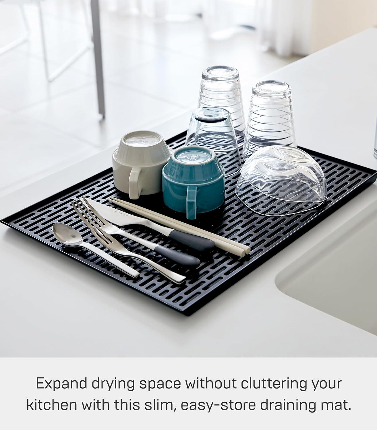 Yamazaki Home Yamazaki Home Sink-Side Draining Mat - Kitchen Dish Rack Tray Drainer, Plastic