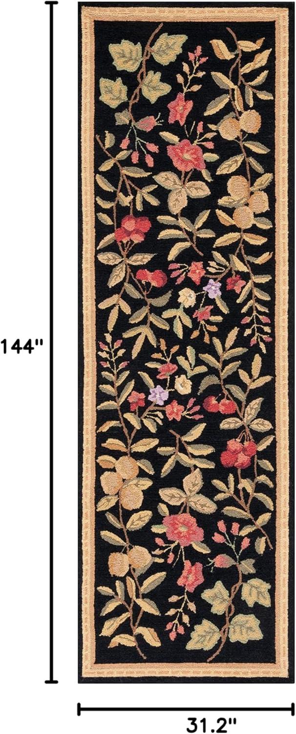 Chelsea HK210 Hand Hooked Runner Rug - Black - 2'6"x12' - Safavieh.