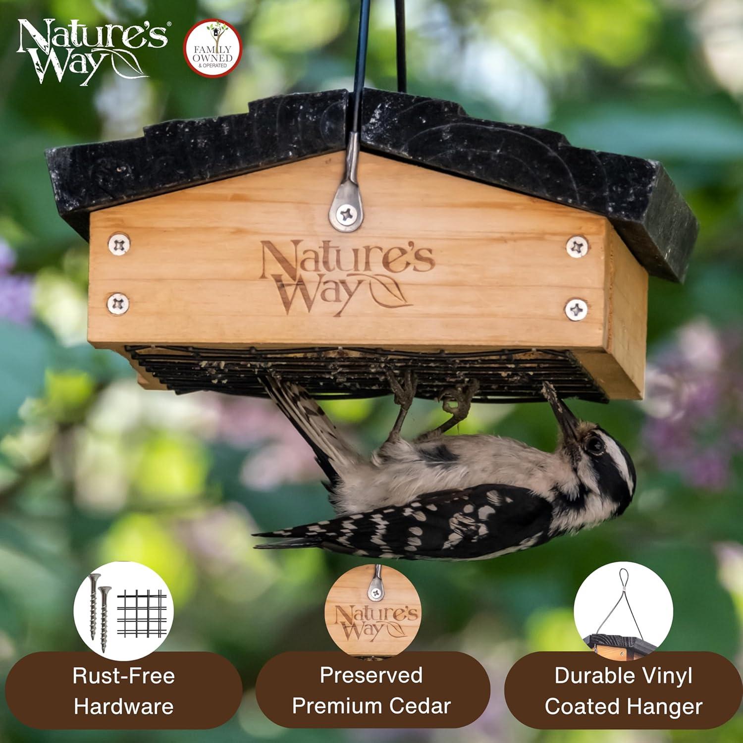 'Nature's Way Cedar Suet Upside-Down Bird Feeder 1 Cake, Brown