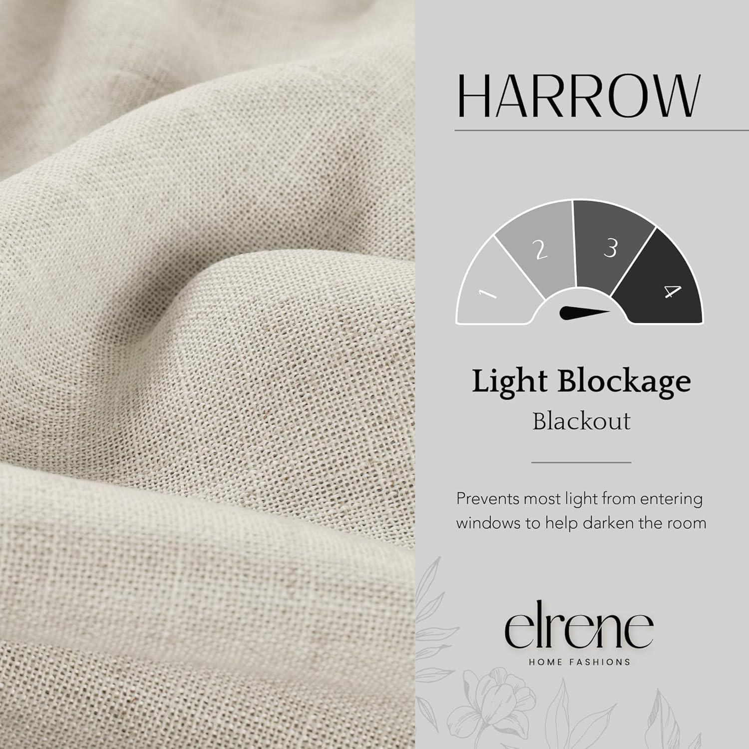 Harrow Solid Texture Room Darkening Single Window Curtain Panel - 52" x 84" - Natural - Elrene Home Fashions