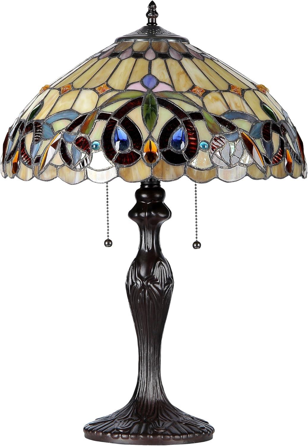 Chloe Lighting Serenity Tiffany-Style 2-Light Victorian Table Lamp with 16" Shade