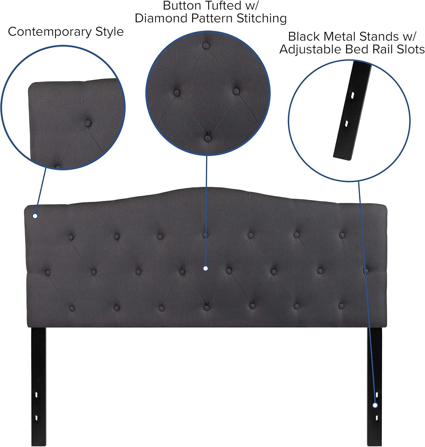 Flash Furniture Cambridge Tufted Upholstered Queen Size Headboard in Dark Gray Fabric