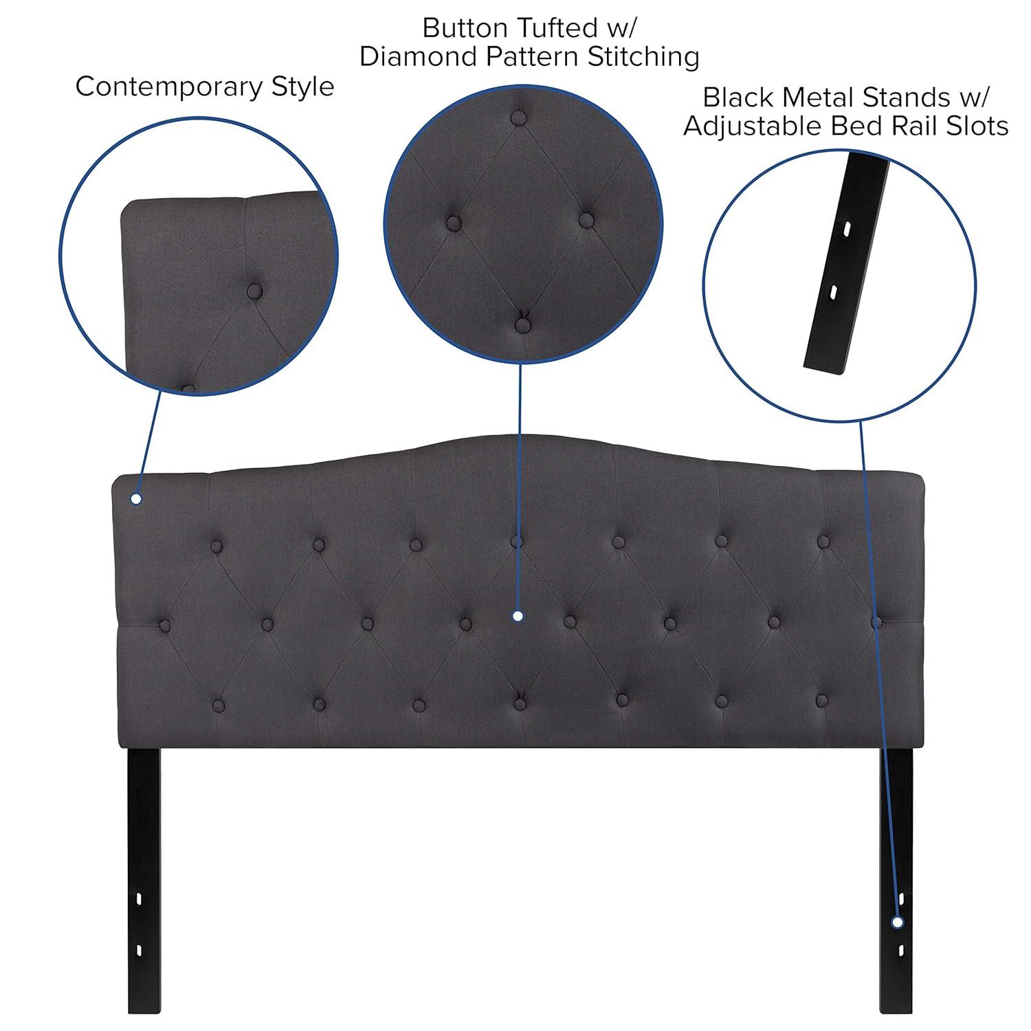 Flash Furniture Cambridge Tufted Upholstered Queen Size Headboard in Dark Gray Fabric