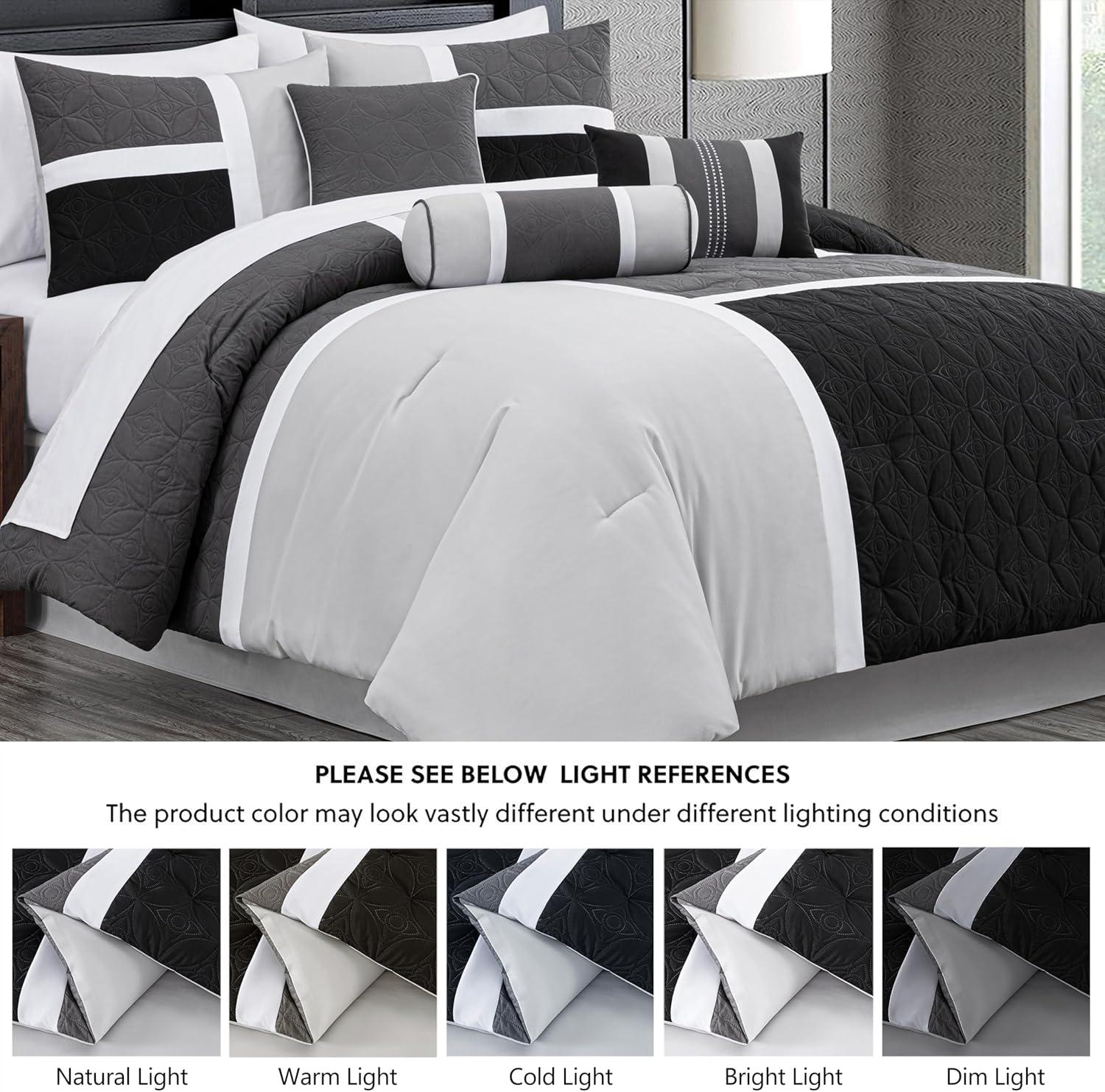 Chezmoi Collection Upland Patchwork 7 Piece Comforter Set