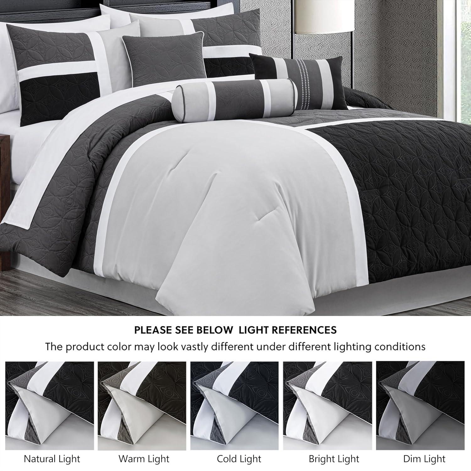 Chezmoi Collection Upland Patchwork 7 Piece Comforter Set