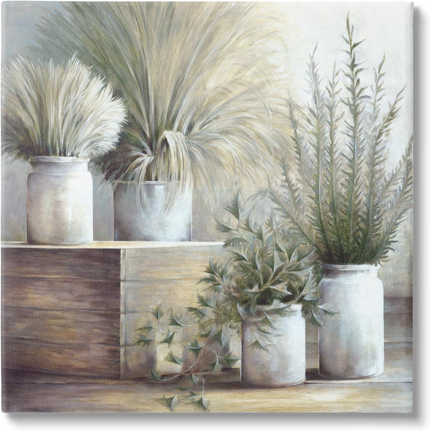 36" Square Mixed Potted House Plants Canvas Wall Art