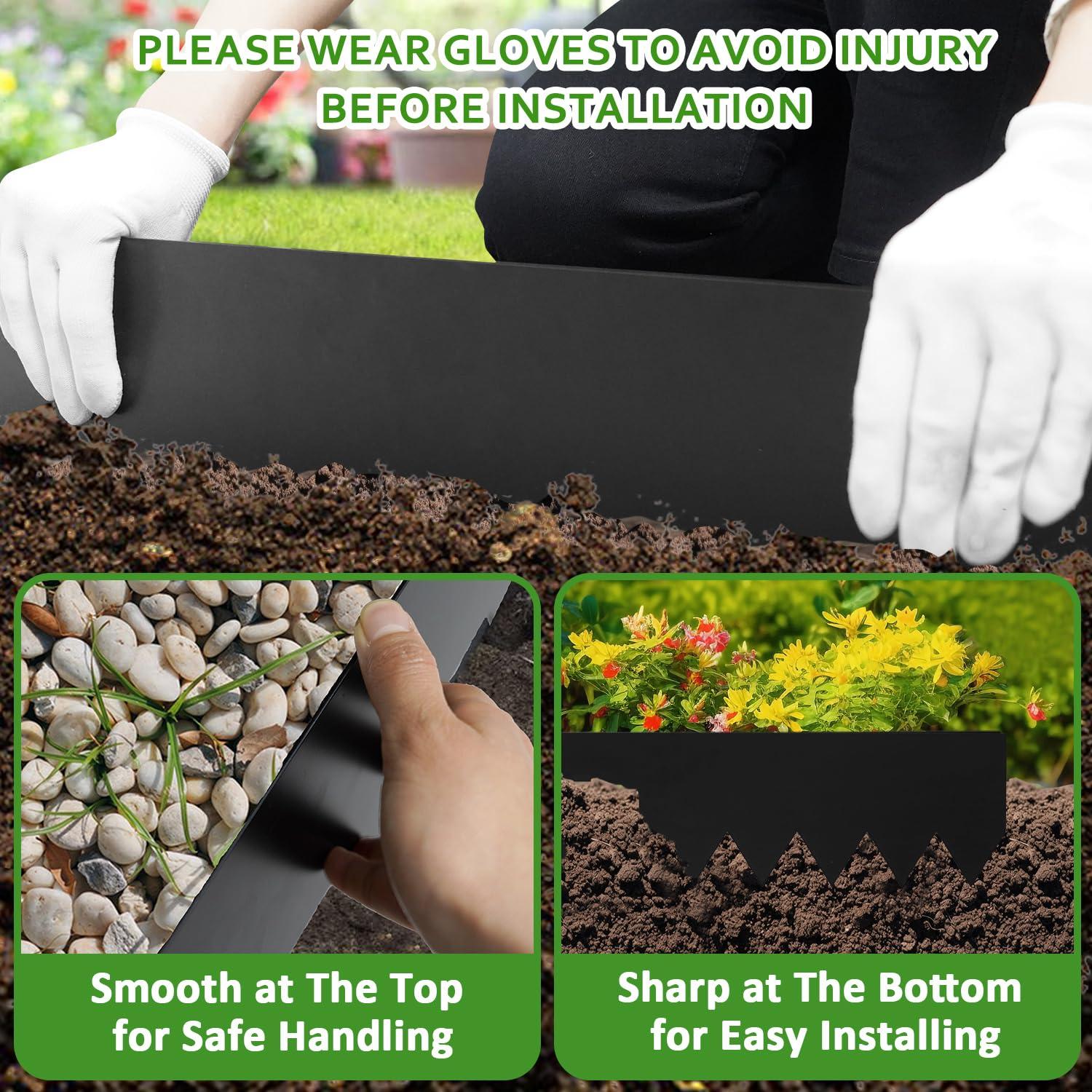 Hugeleaf Metal Landscape Edging, 40” L x 6.5” H Metal Edging for Landscaping with 7Pcs Stakes, Metal Garden Edging Pack of 6 (20 Feet Total Length)