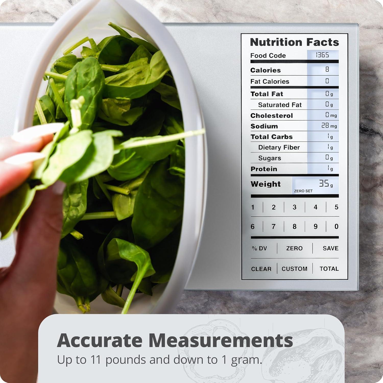 Silver Digital Nutrition Scale with Food Grade Glass