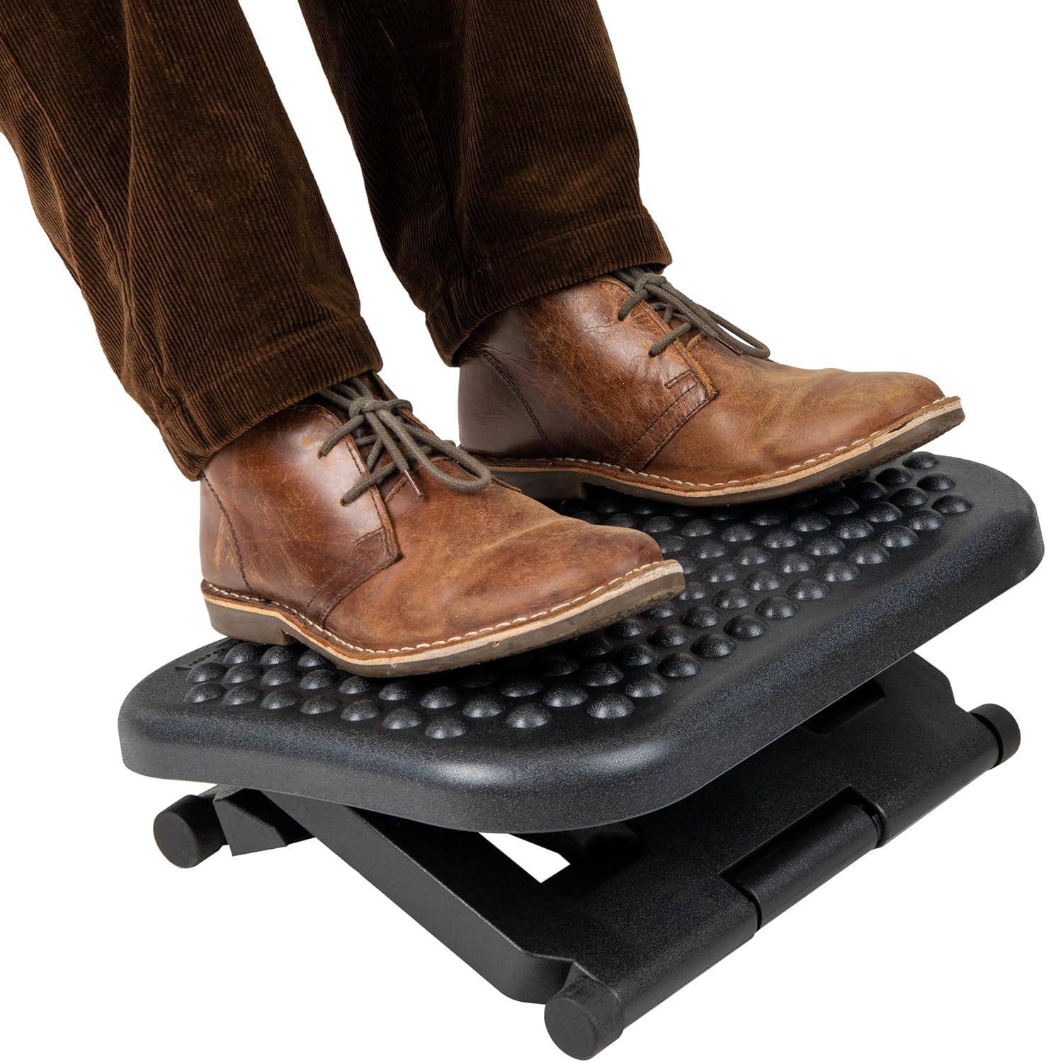 Mind Reader Foot Rest, Under Desk at Work, Ergonomic, Height Adjustable, Office, Plastic, 17"L x 13"W x 6.25"H