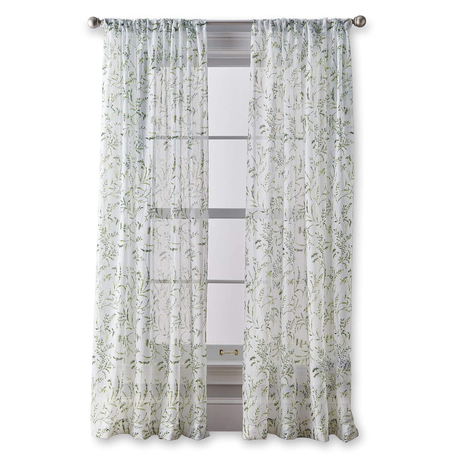 CHF Santa Barbara 84" Curtain Panel, Floral, Green, Adult