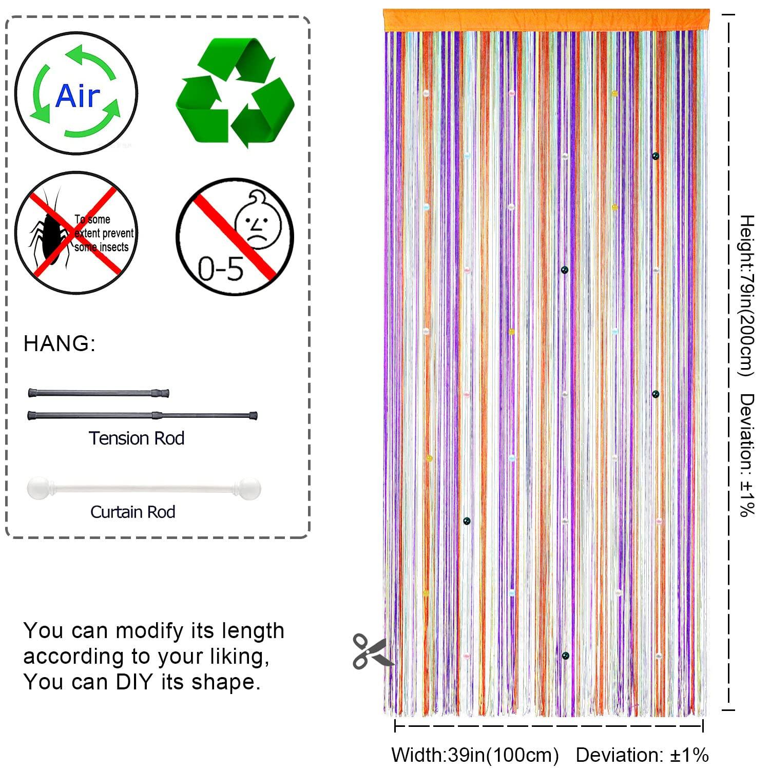 YIIBAII Beaded Curtain Beaded Curtains for Doorways Crystals Suitable for Interior Decoration and Partitions Hippy Closet Curtains (Rainbow, 39"x79")