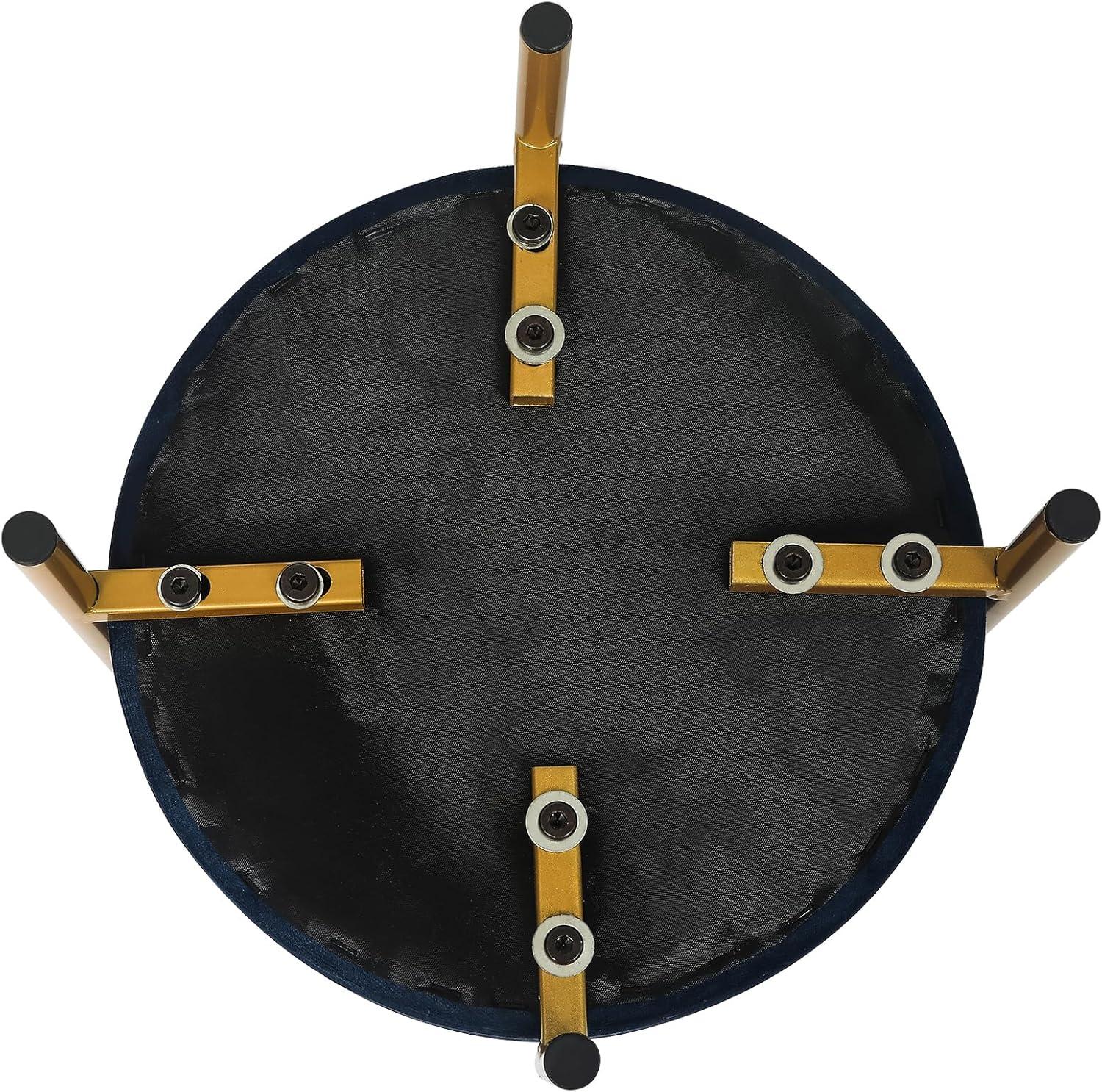 Malina Velvet Metal Storage Ottoman Navy Blue/Gold - Baxton Studio