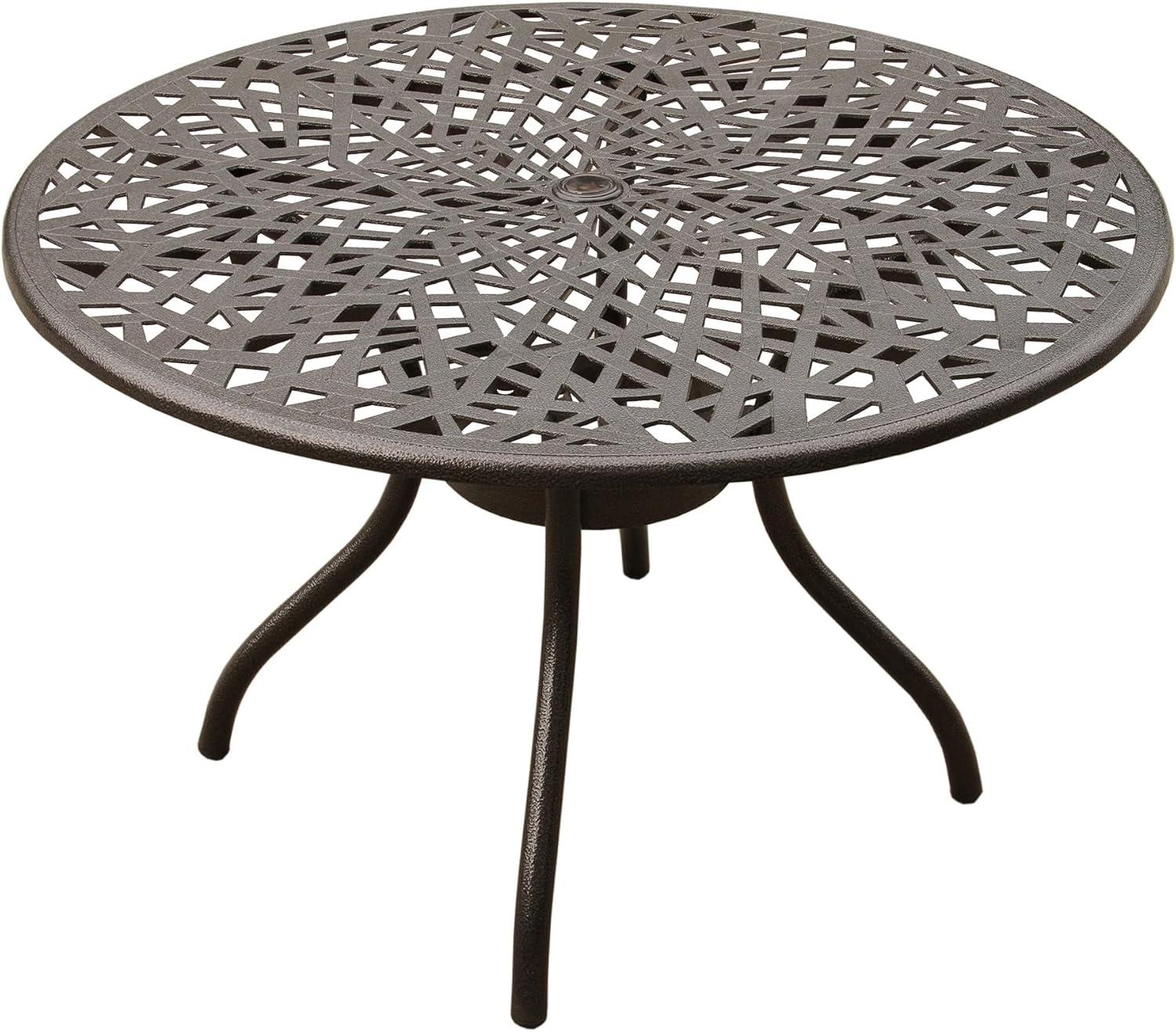 Oakland Living Corporation Modern Outdoor Mesh 48-in Aluminum Round Patio Dining Table - N/A Black