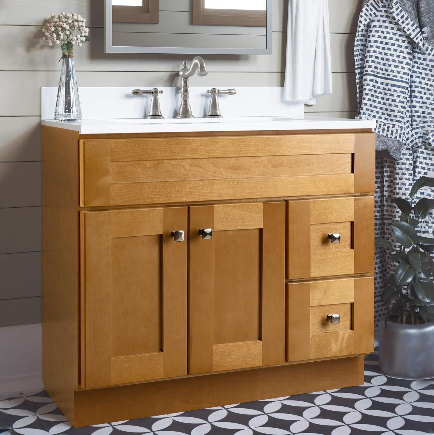 Design House Brookings 36 Inch Bathroom Vanity, Ready to Assemble, Solid Wood, Sherwin Williams – Design House, 587097