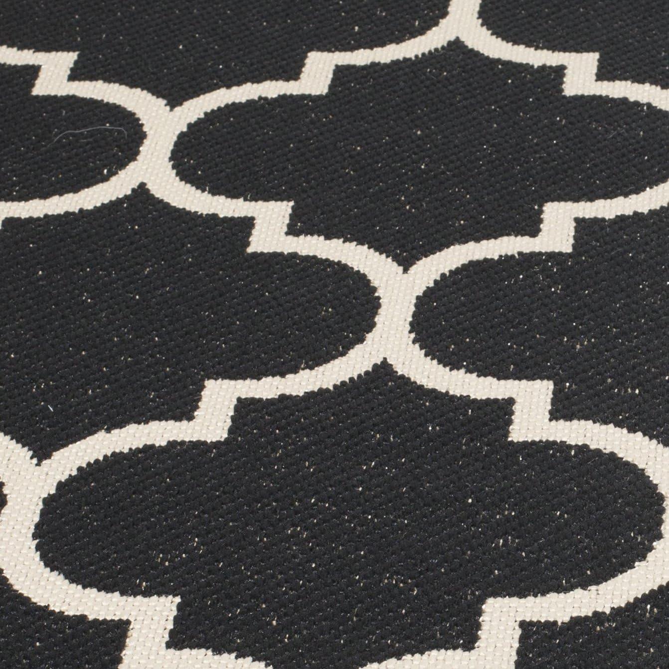 Courtyard CY6914 Power Loomed Indoor/Outdoor Area Rug - Black/Beige - 4'x5'7" - Safavieh.