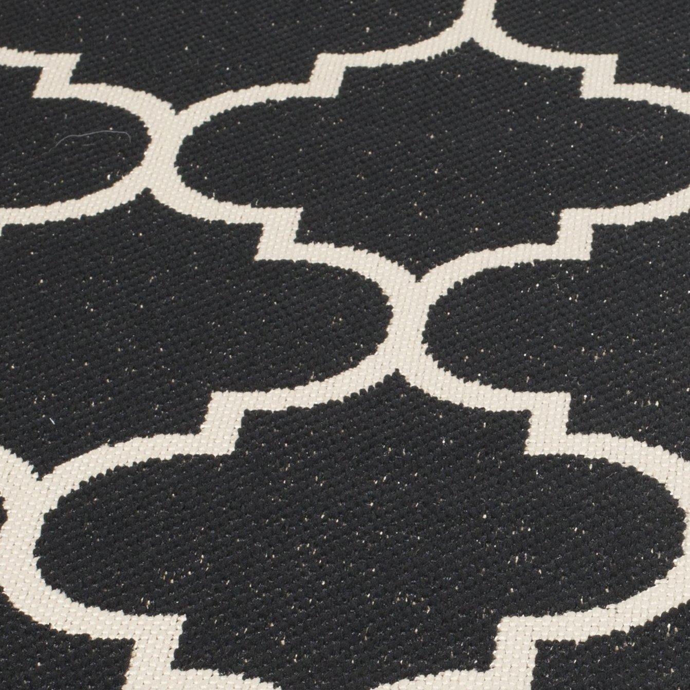 Courtyard CY6914 Power Loomed Indoor/Outdoor Area Rug - Black/Beige - 4'x5'7" - Safavieh.