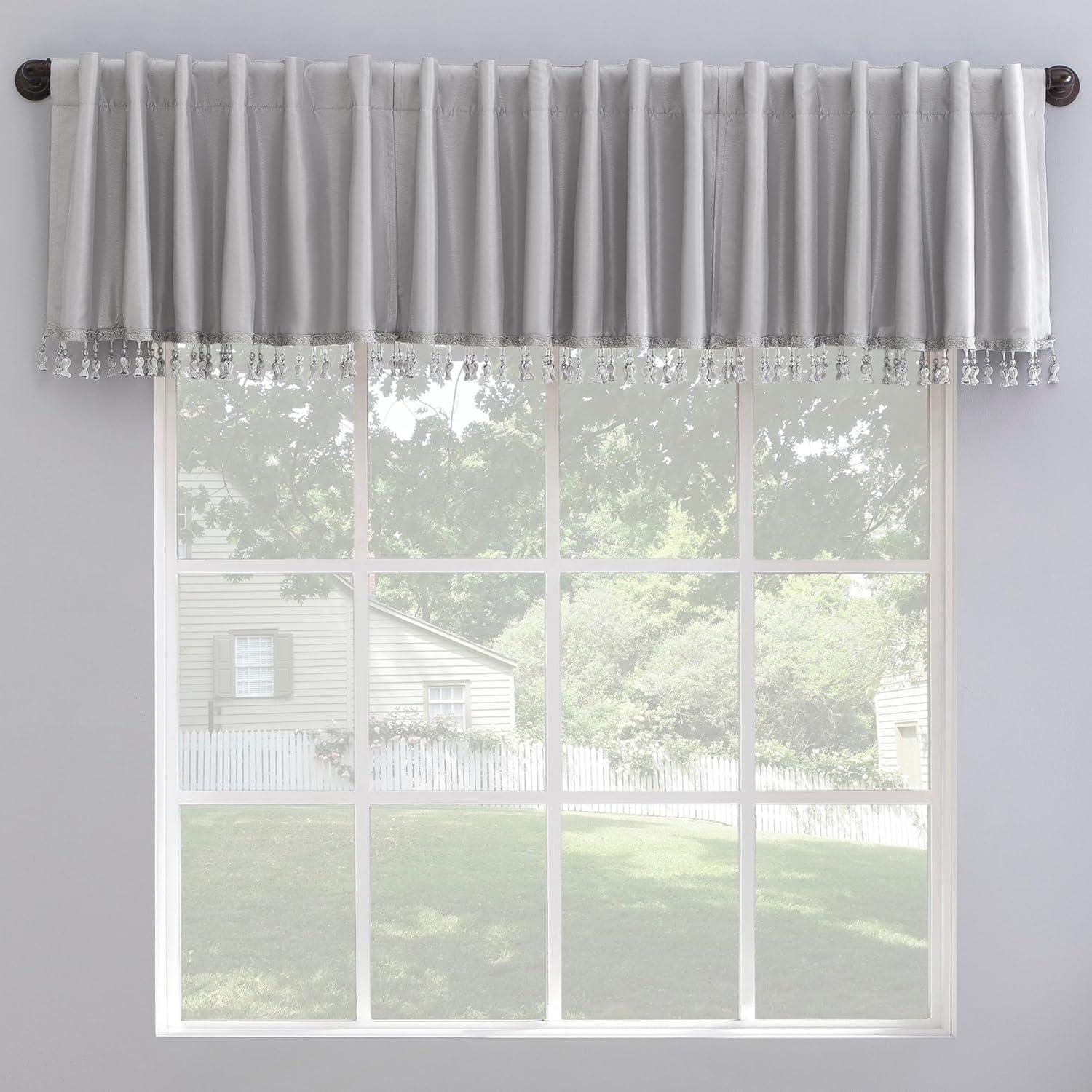 Sun Zero Sun Zero Evelina Faux Dupioni Silk Thermal Extreme 100% Blackout Back Tab Window Valance