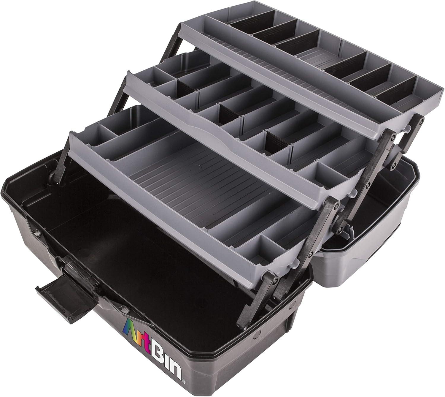 Black and Gray Plastic 3-Tray Art Supply Organizer