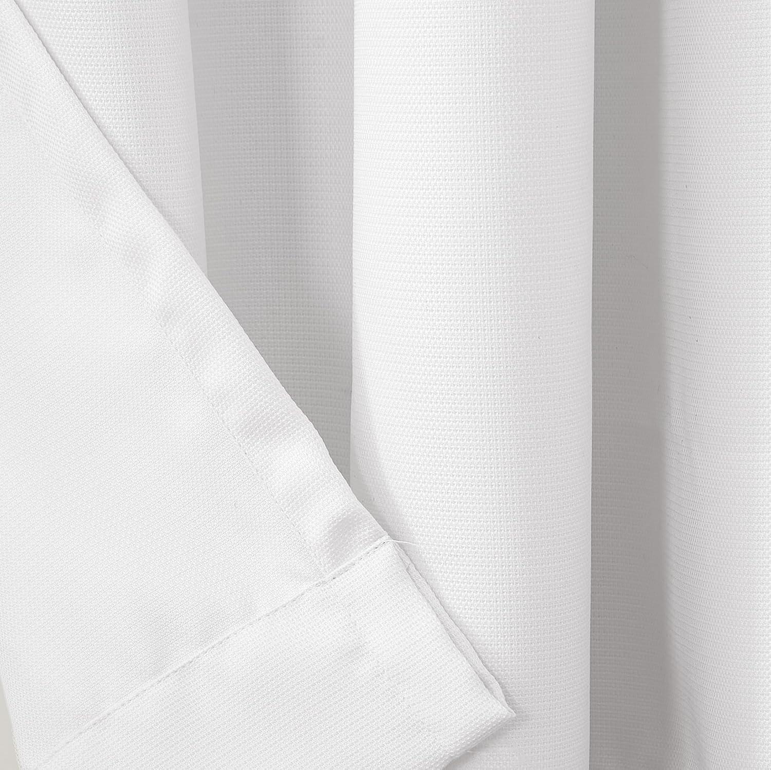 No. 918 Nathan Casual Textured Semi-Sheer Grommet Kitchen Curtains, 56"x24", White