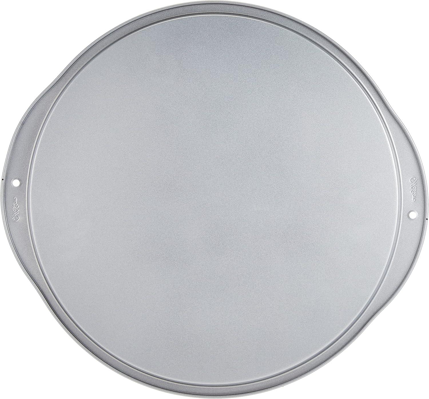 14.25" Silver Heavy-Gauge Non-Stick Pizza Pan