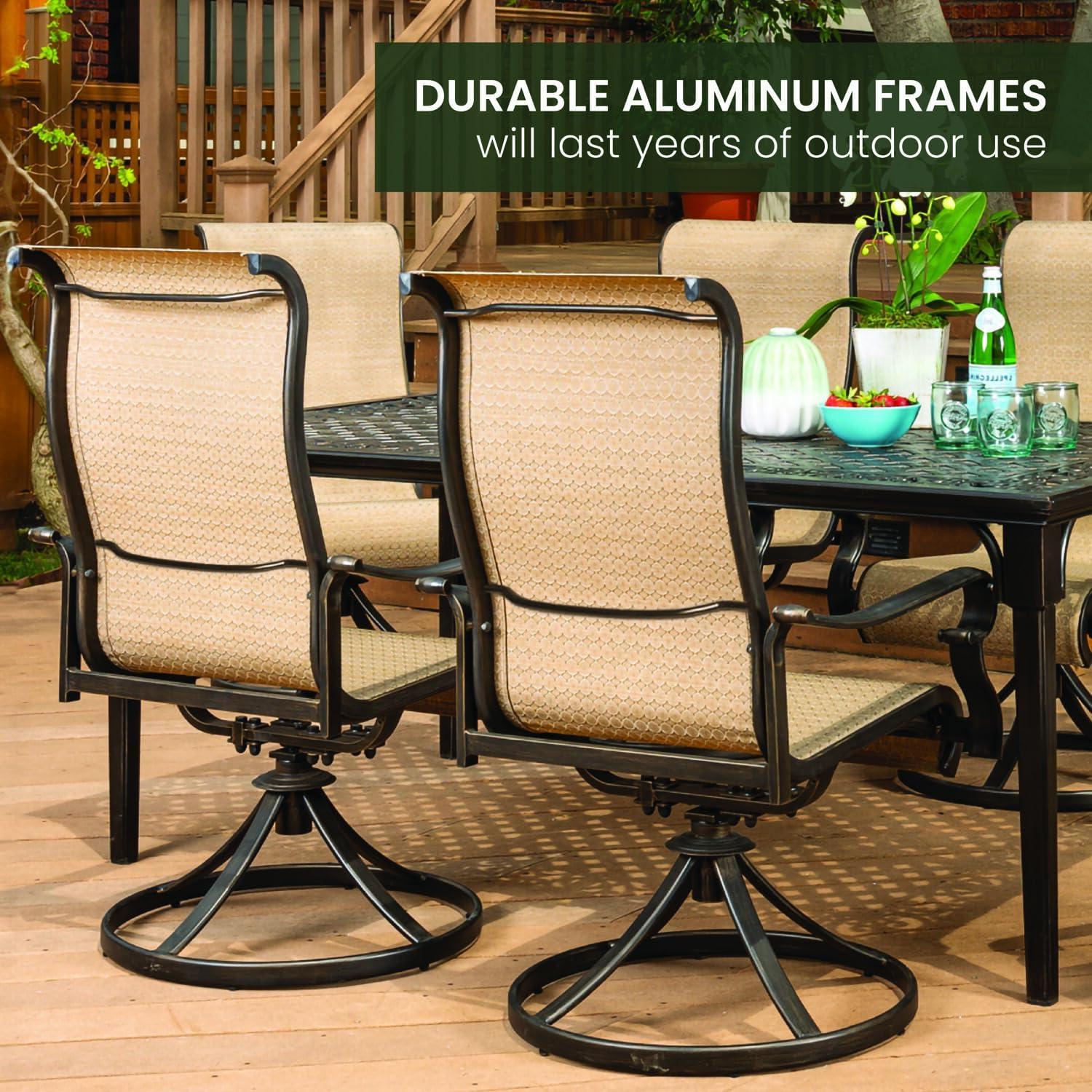 Hanover Brigantine 7-Piece Outdoor Patio Dining Set with 29 in. Table and Swivel Chairs, Seats 6