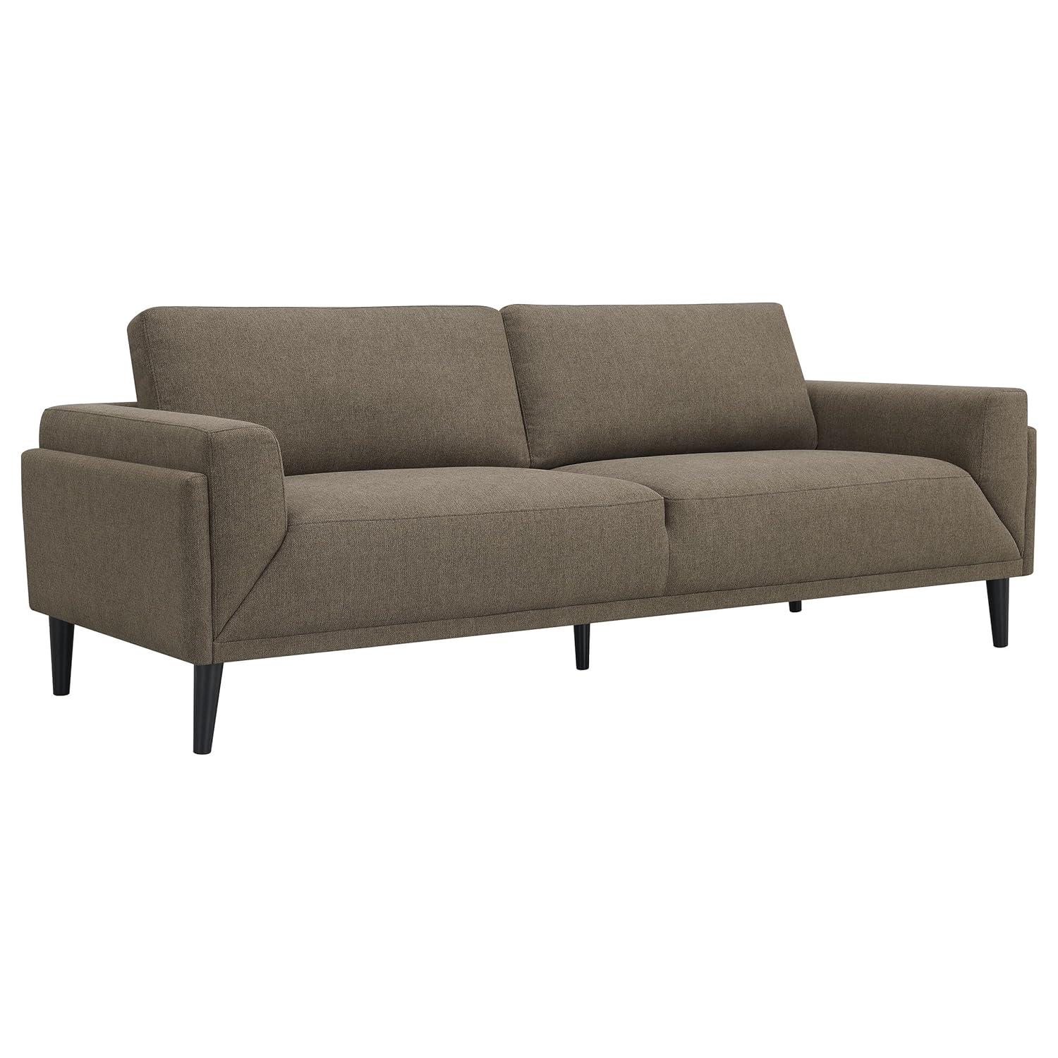 Coaster Rilynn Upholstered Fabric Sofa with Track Arms in Brown