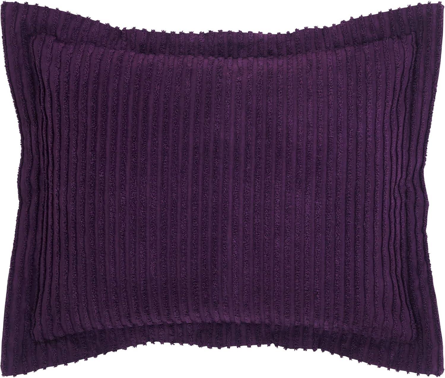 Better Trends Jullian Collection 100% Cotton Tufted Pillow Sham with Stripe Pattern Machine Washable Pillow Cover