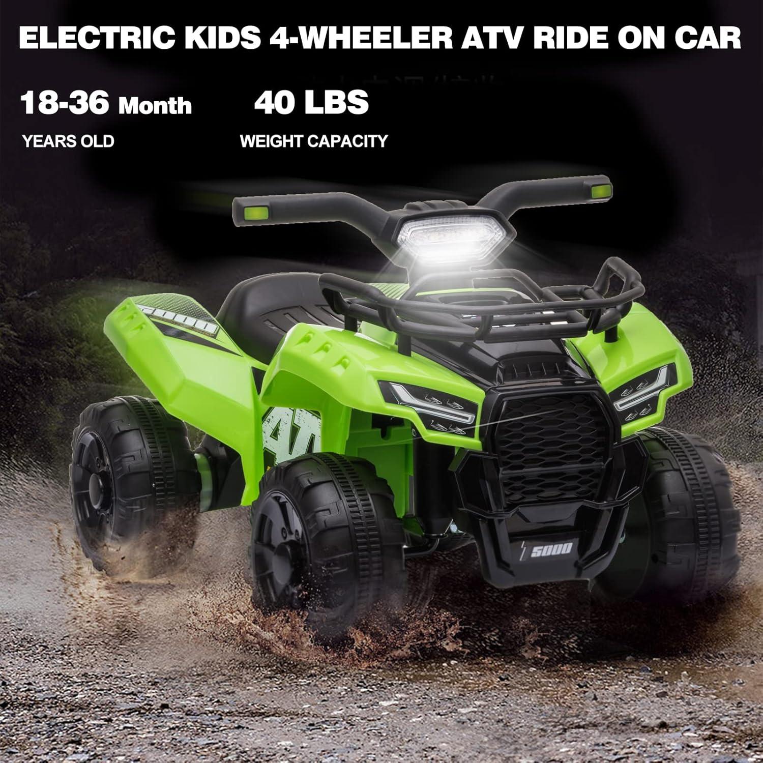 Canddidliike 6 V ATV Quad Powered Ride-On Toy with MP3 and LED Headlights