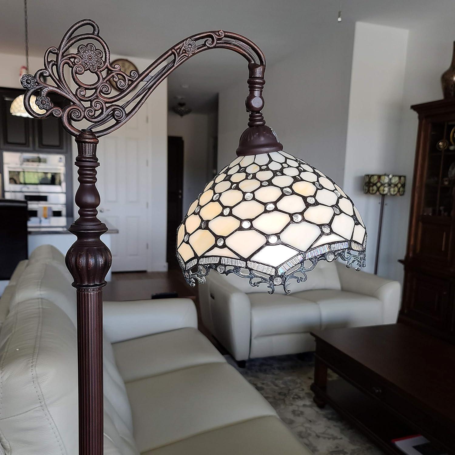 Amora Lighting Tiffany Style Jeweled Reading Floor Lamp 62" High