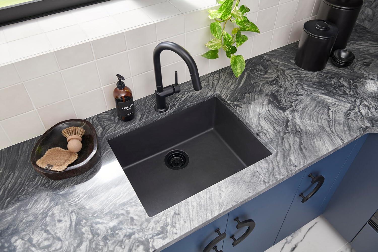 Ruvati 23 x 17 inch Granite Composite Undermount Single Bowl Kitchen Sink