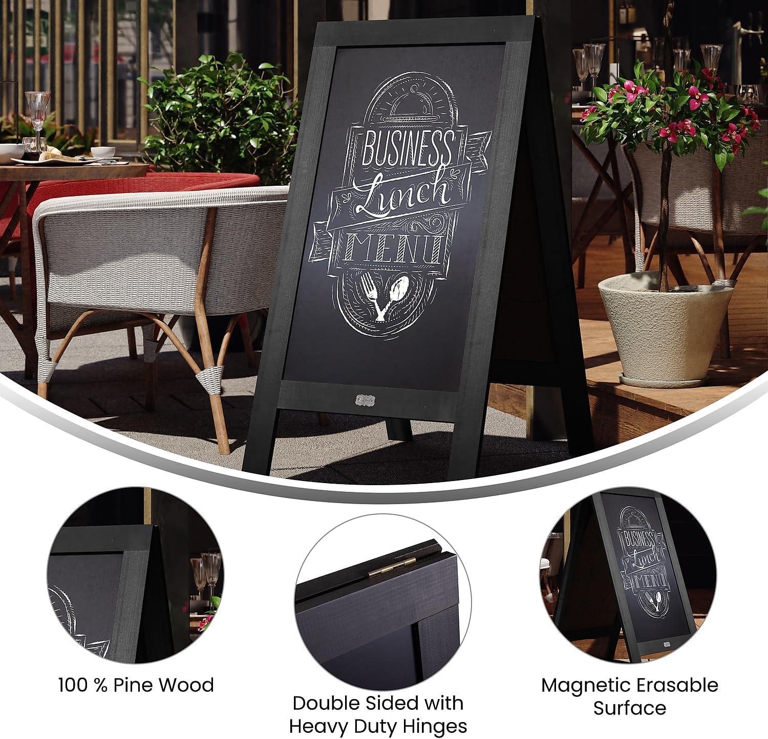 Flash Furniture Wood A-Frame Magnetic Chalkboard Set with Markers, Stencils, and Magnets