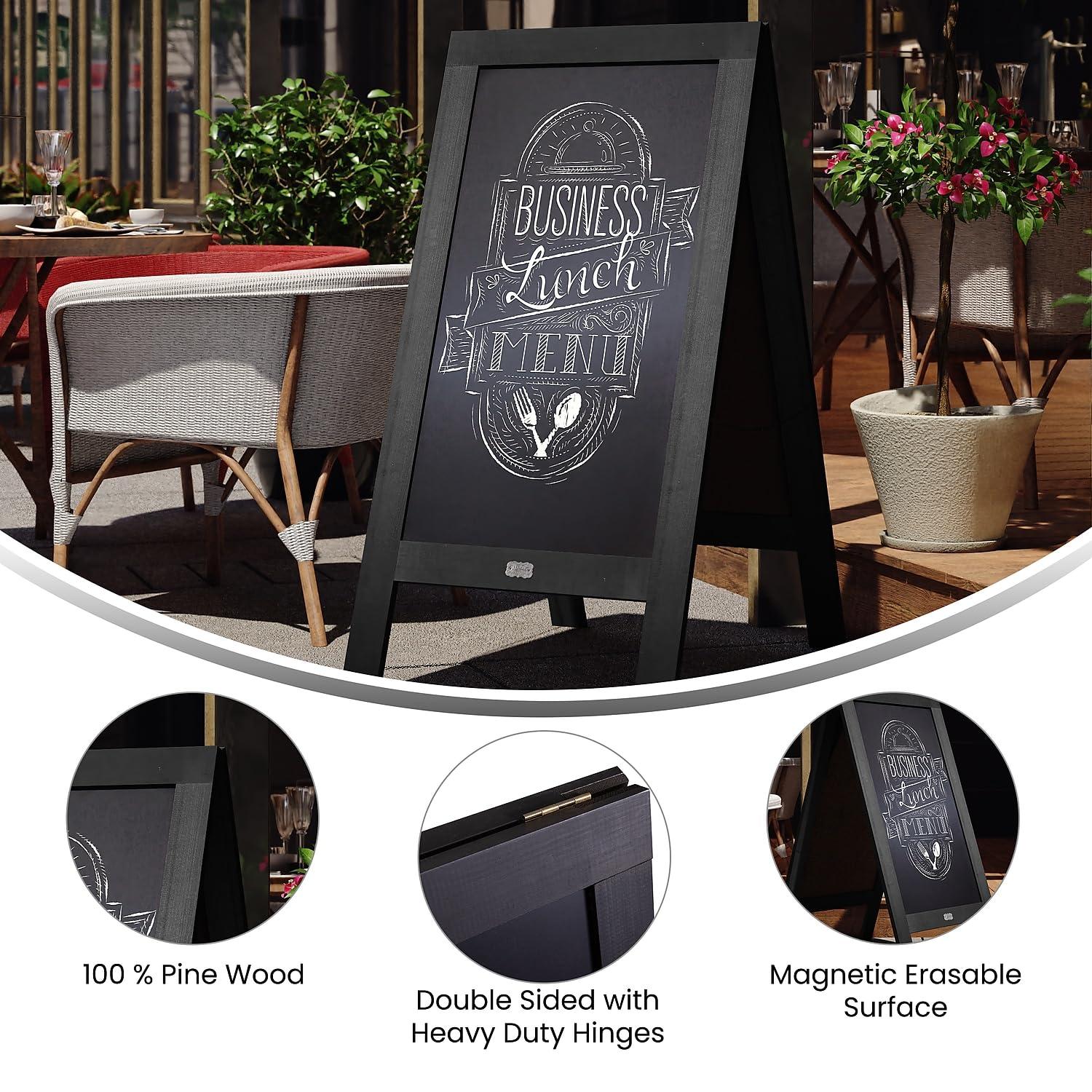 Flash Furniture Wood A-Frame Magnetic Chalkboard Set with Markers, Stencils, and Magnets