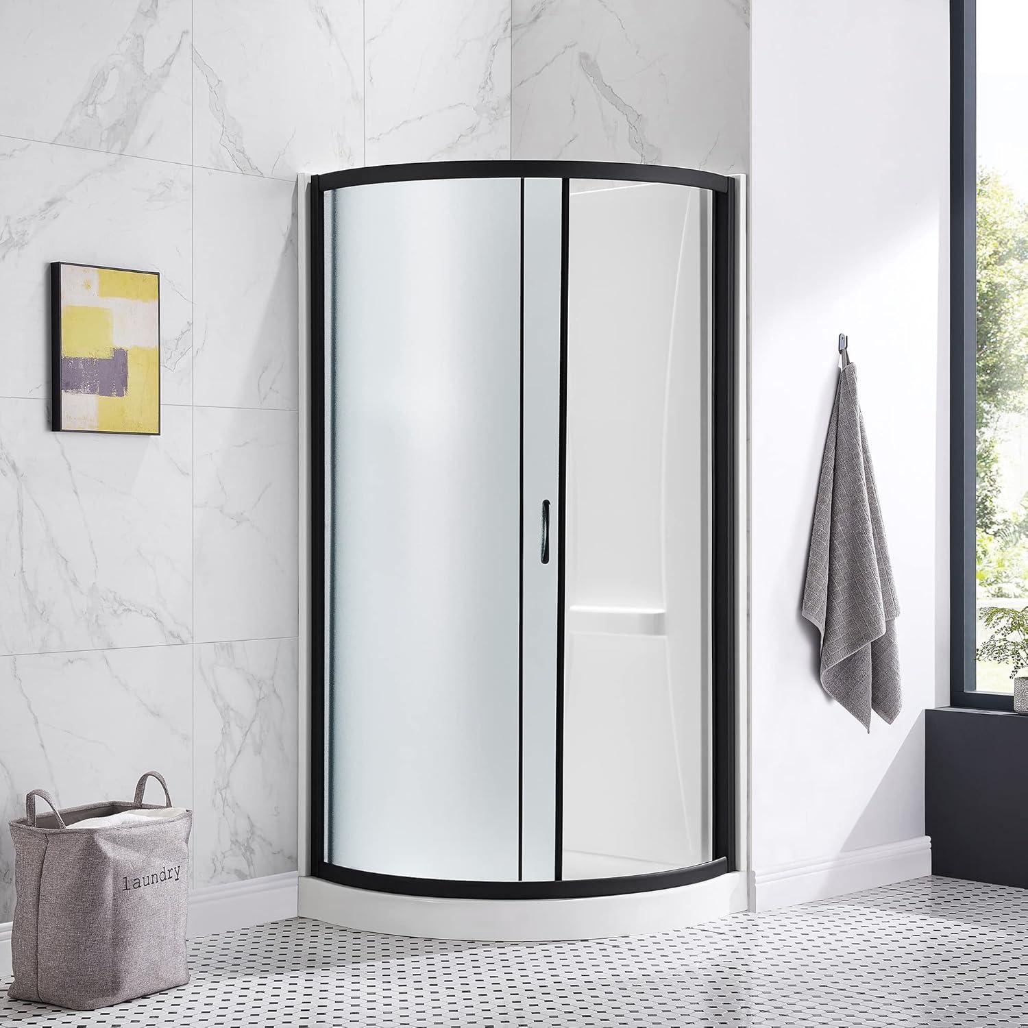 Breeze 32 in. Corner Shower Sliding Door with Walls and Base included, Frosted Glass