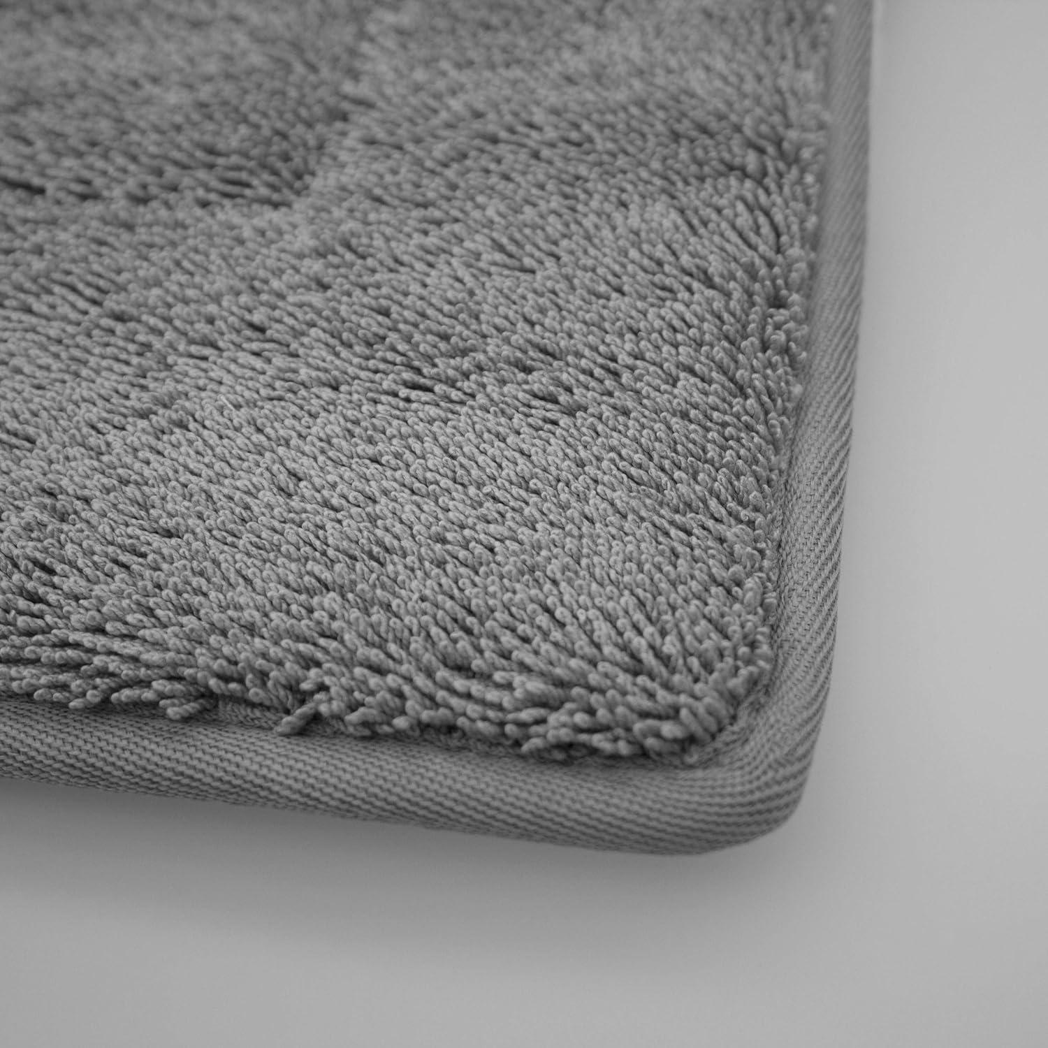 Terry Bath Mats, Set of 2 Memory Foam Bath Rugs, Non-Slip, 100% Polyester, Premium Bathroom Decor, Machine Washable, Measures 17 in. x 24 in. / 20 in. x 32 in., Light Gray