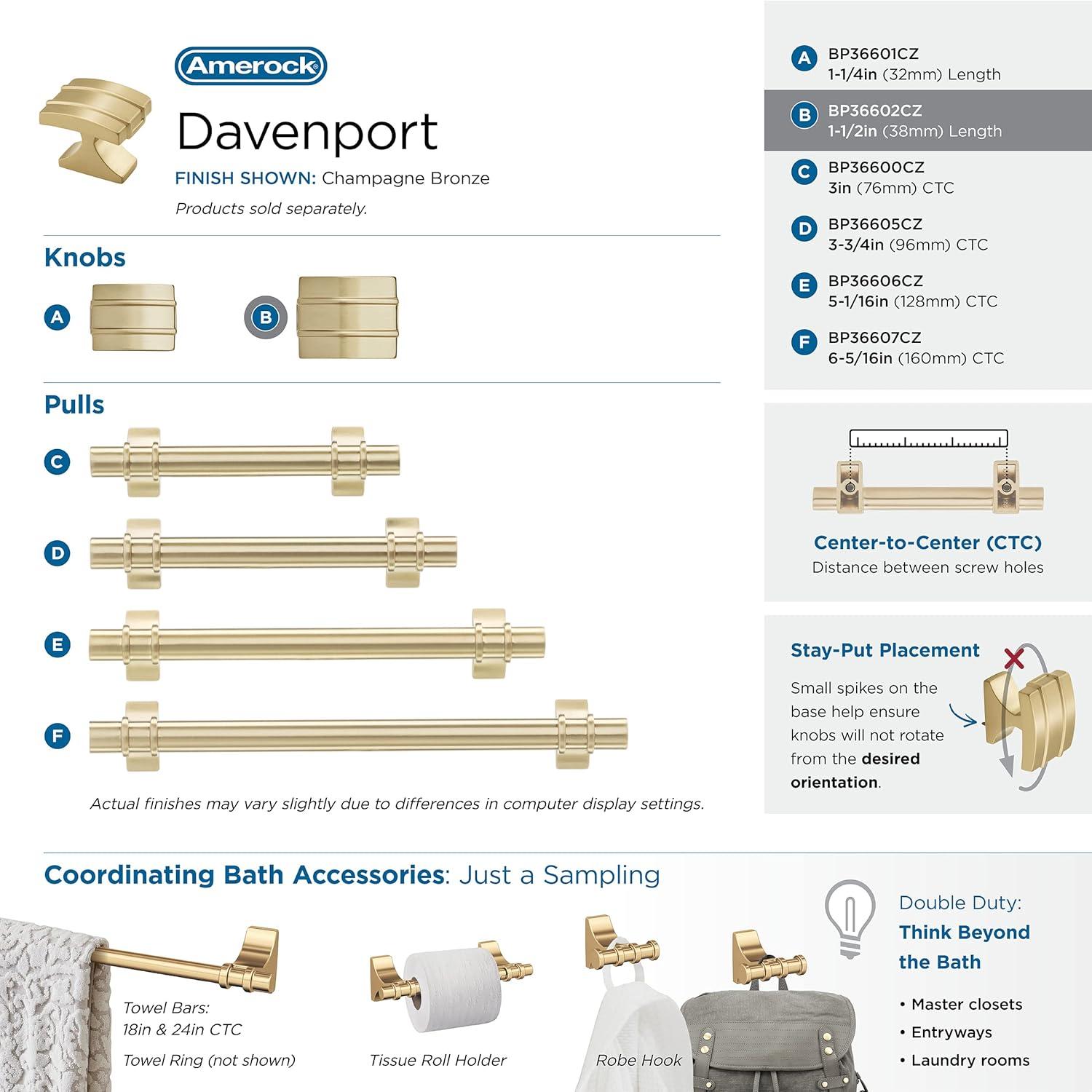 Davenport 1 3/8" Length Rectangle Knob