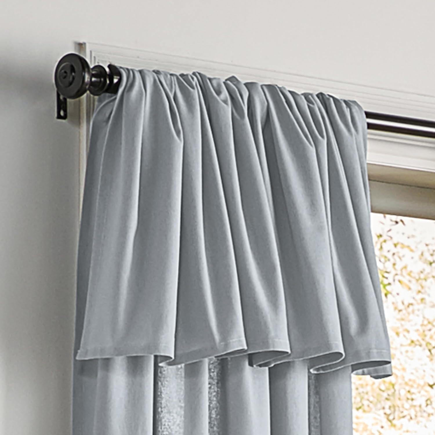 Mercantile Drop Cloth Light Filtering Ring Top Tab Farmhouse Curtain Panel with Valance Wave Blue 84 Inches