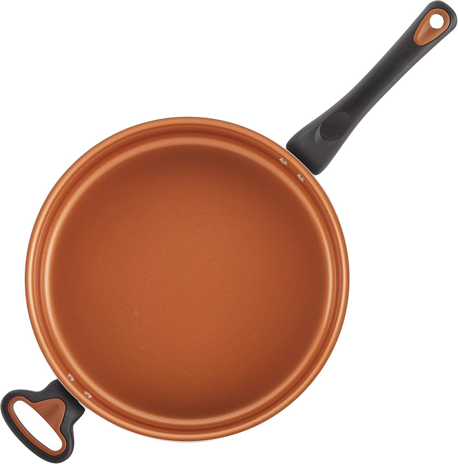 Farberware 4-Quart Black Copper Ceramic Nonstick Saute Pan with Lid