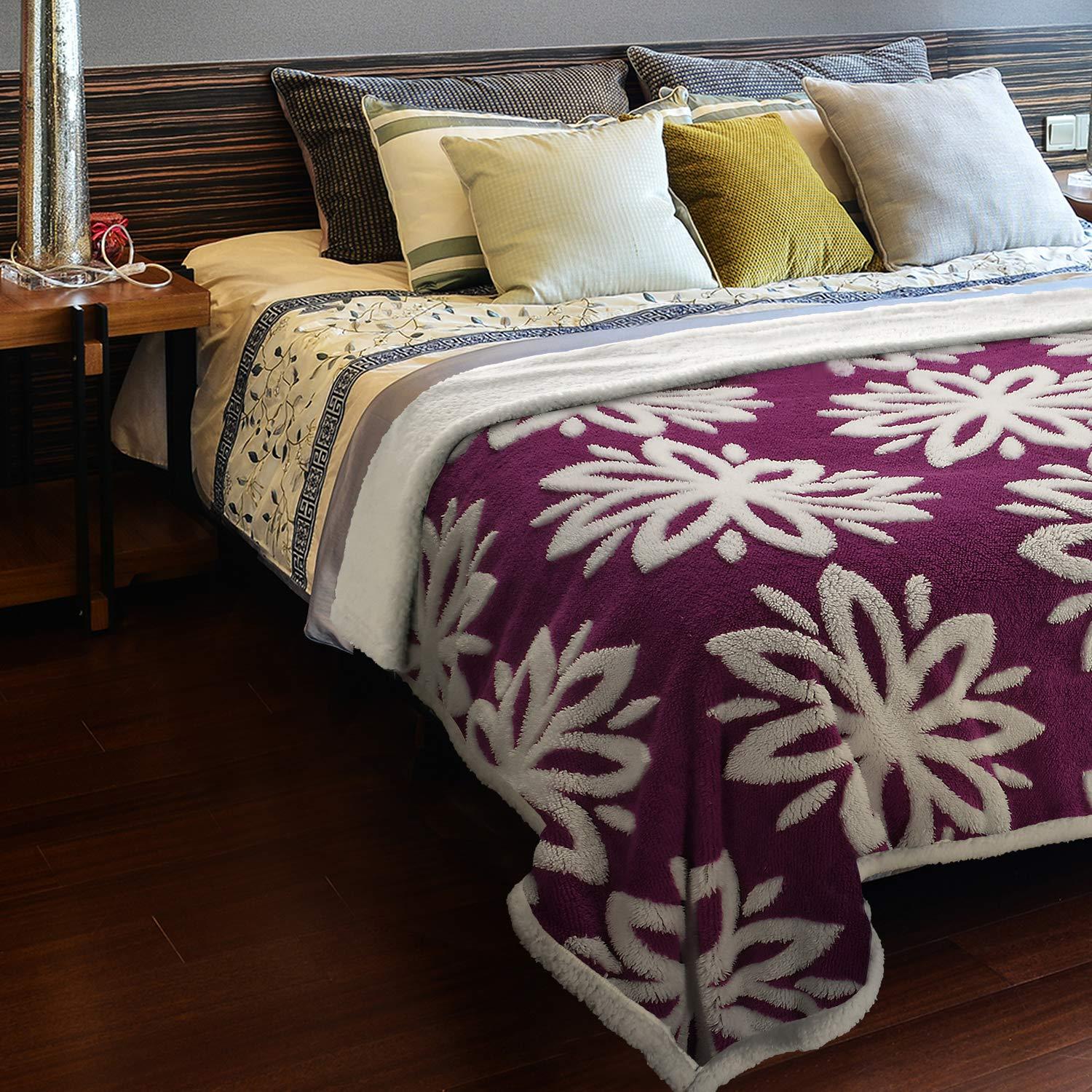 Catalonia Fleece Plush Throw Blanket for Bed Couch, Cozy Fuzzy Warm Jacquard Blanket, TV Bed Fuzzy Blanket, Fluffy Comfy Throws, 50x60 inches