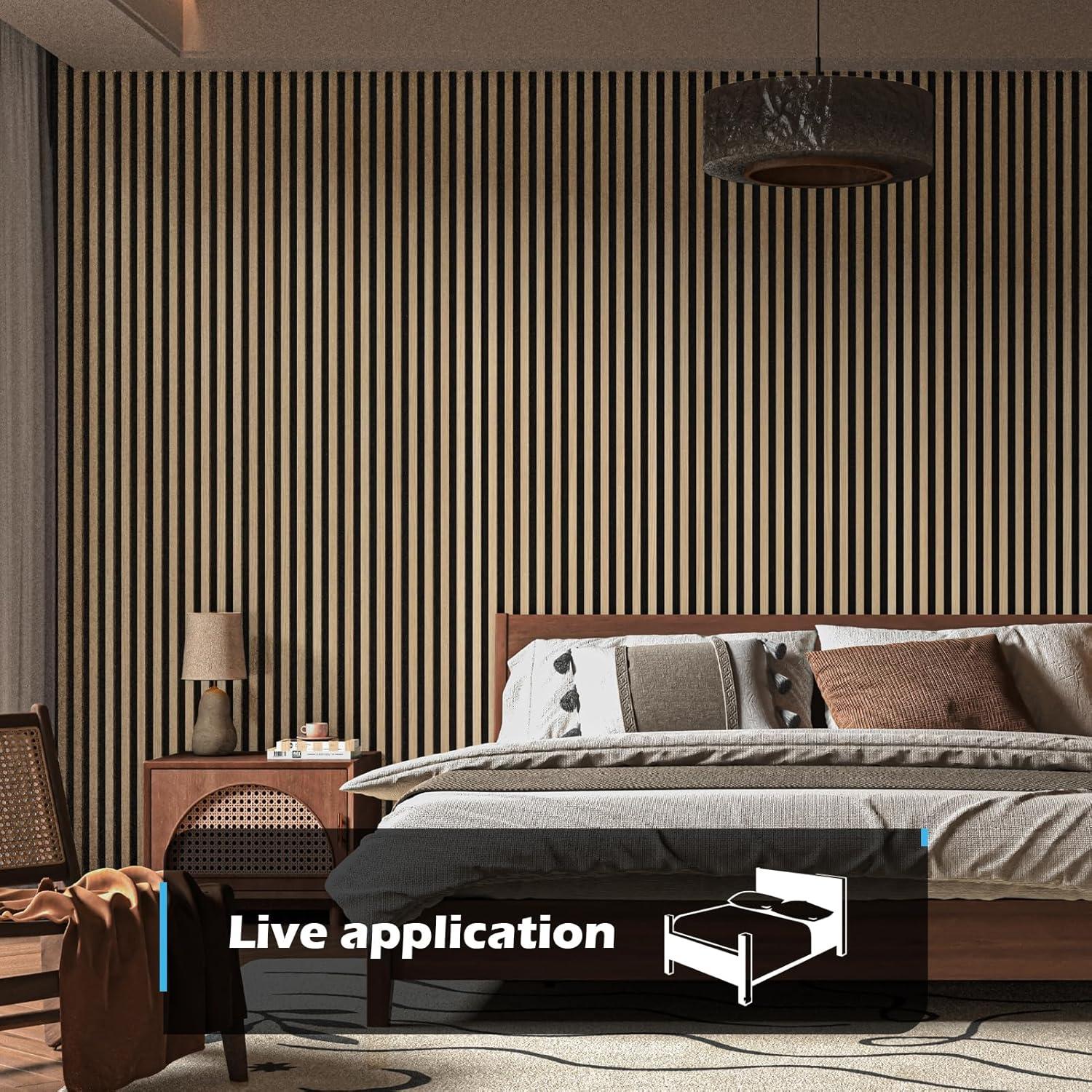 Art3d 2-Pack 108" x 12" Acoustic Wood Panels for Wall, Soundproof Wood Slat Panel for Wall and Ceiling, 3D Fluted Sound Absorbing Paneling for Interior Wall Decor, Living Room, Bedroom - Peach