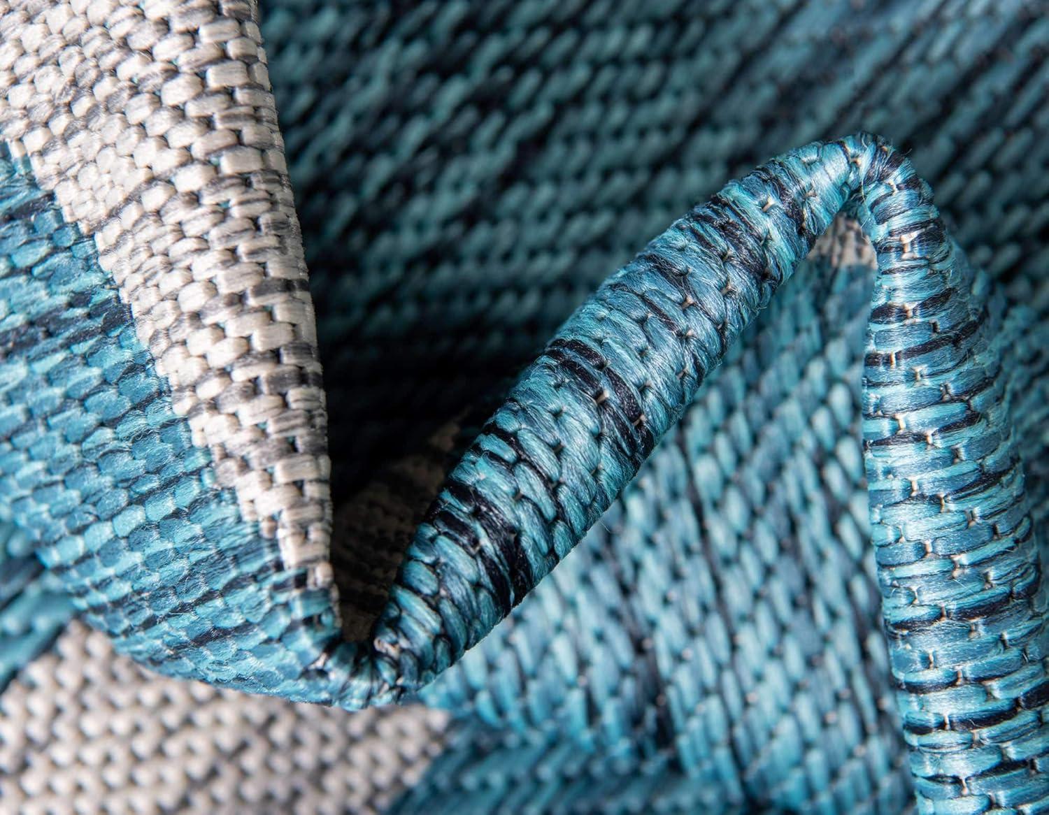 Unique Loom 6' 1 x 9' 0 Rectangle Indoor/Outdoor Botanical Teal Area Rug