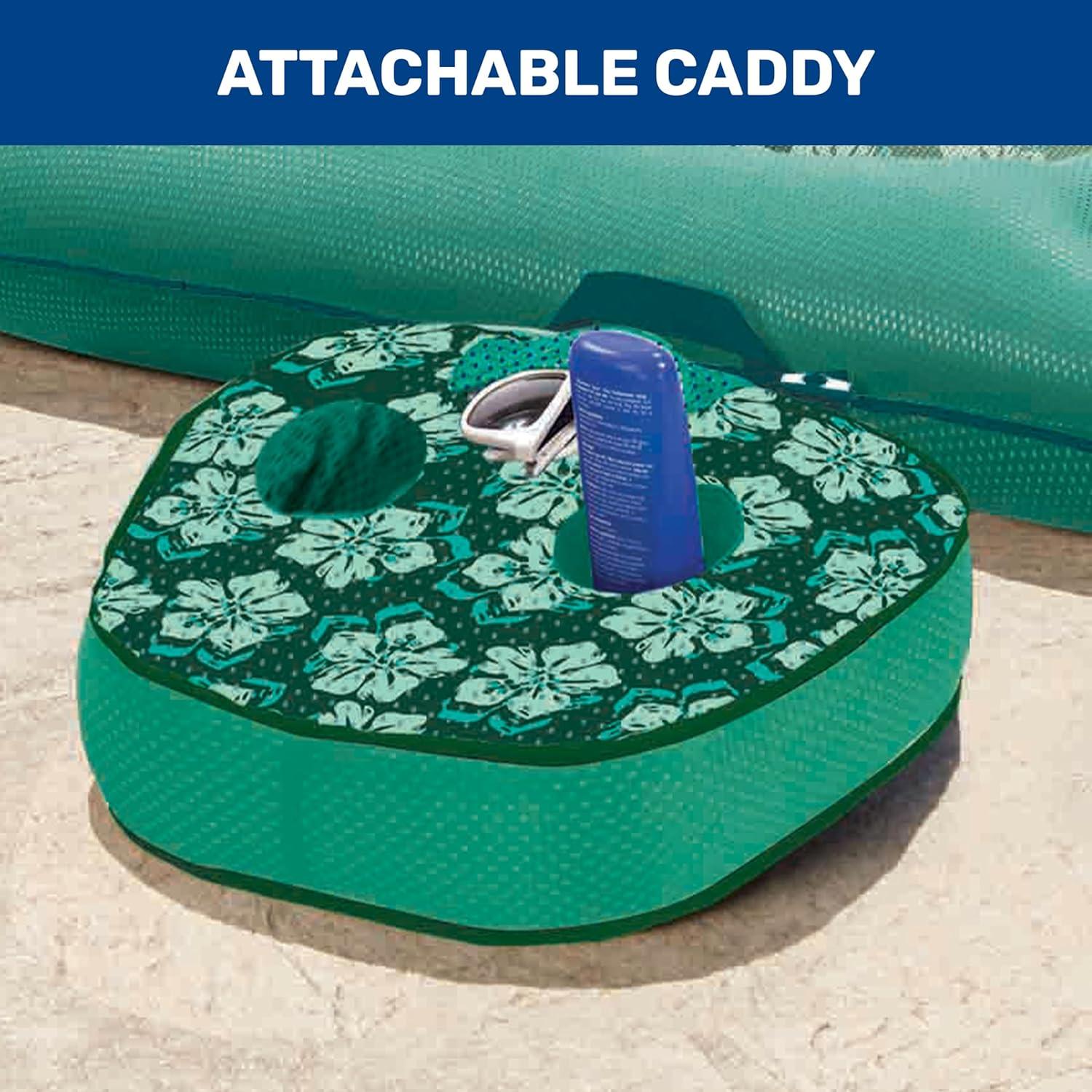 Aqua Leisure Premium Convertible Recliner Water Floats and Inflatables - Pineapple/Hibiscus Royal Blue