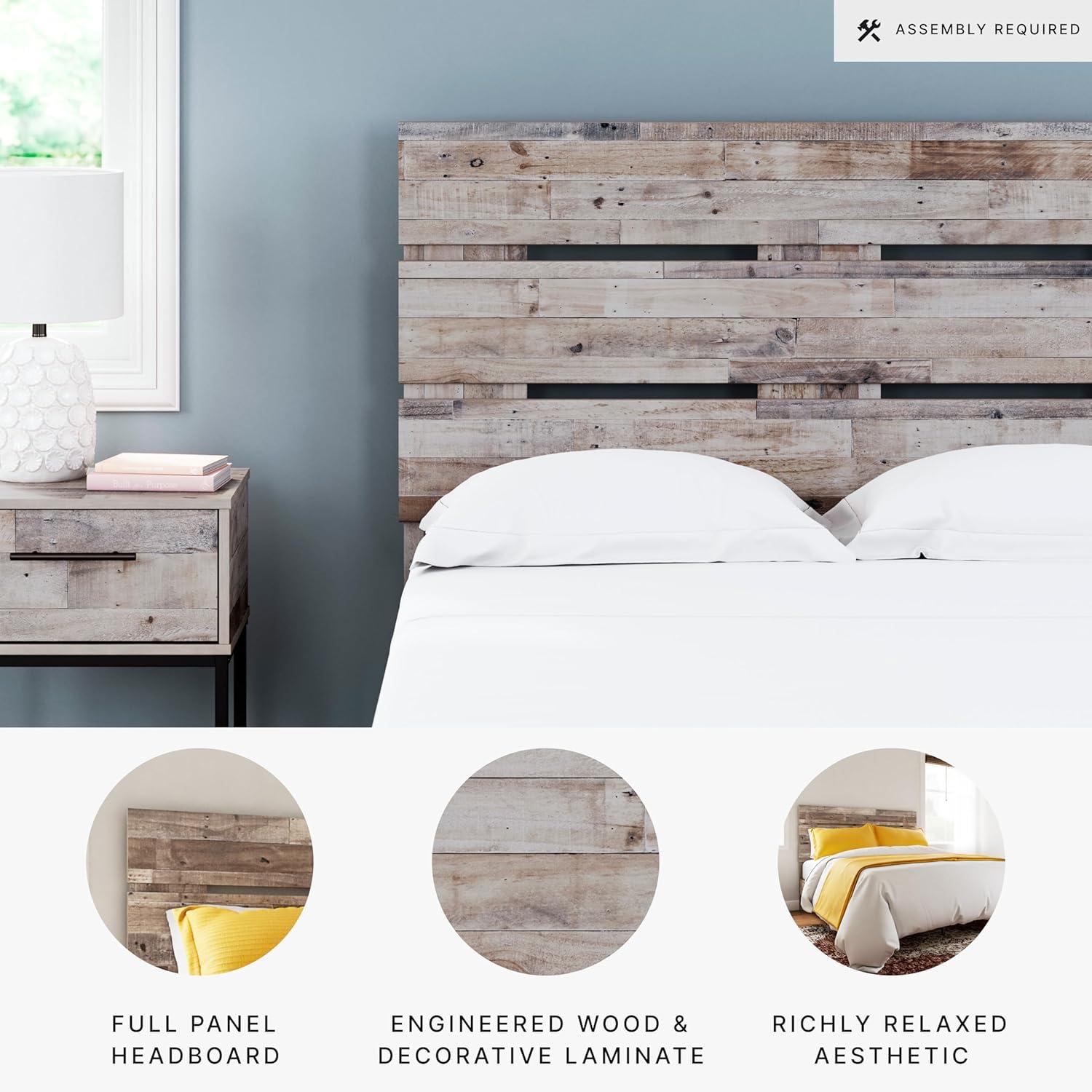 Full Neillsville Panel Headboard Whitewash: Beach Chic Urban Style - Signature Design by Ashley