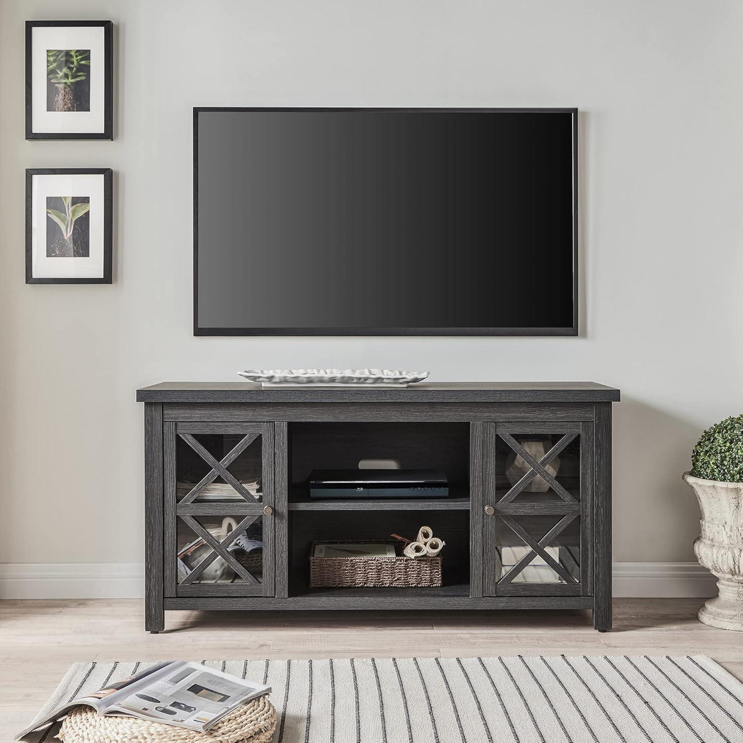Evelyn&Zoe Colton Rectangular TV Stand for TV's up to 55", Charcoal Gray