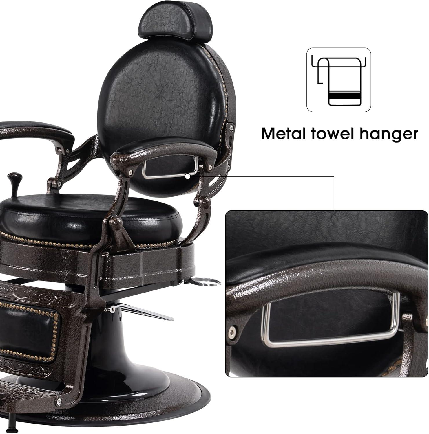 BarberPub Heavy Duty Vintage Barber Chair,  Salon Chair with Metal Frame