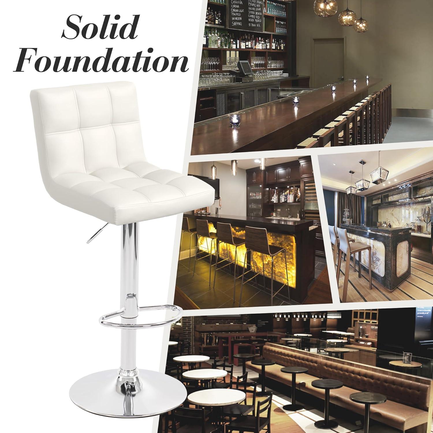 Bar Stools 1 Set Of 2, Counter Height Bar Stools, Square Cushion Bar Stools With Back, Footstool, Cafe, 2 Pieces