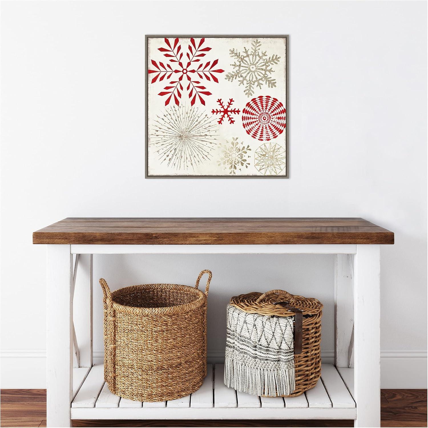 22" x 22" Christmas Snowflakes I Framed Wall Canvas - Amanti Art: Seasonal Decor, PI Studio Design